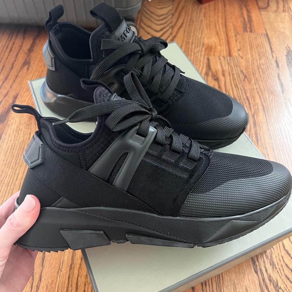 Tom Ford Men’s 10 Black Designer Luxury Sneakers